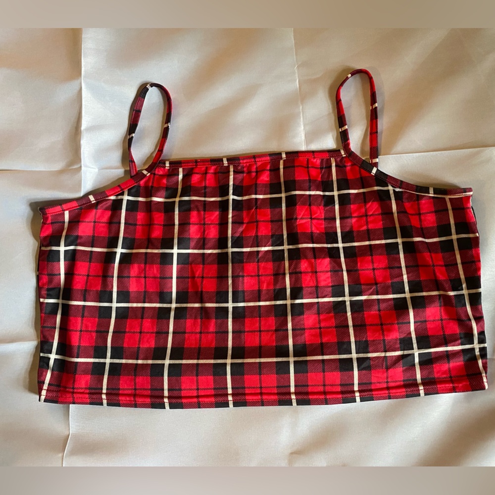 plaid cropped tank top